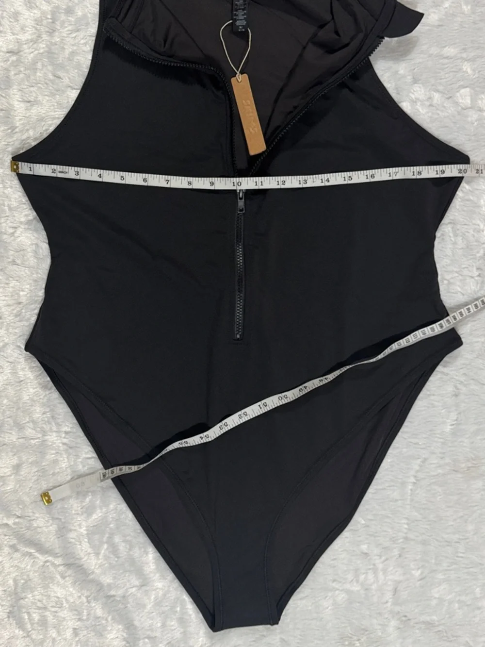 SKIMS NWT Recycled Swim Sleeveless One Piece Black Zip-Front One-Piece Swimsuit